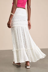 Rochelle White Sheer Textured Knit Maxi Skirt