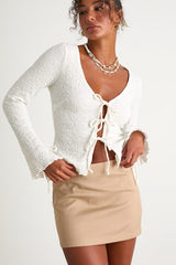 Mienna Beige Low-Rise Mini Skirt