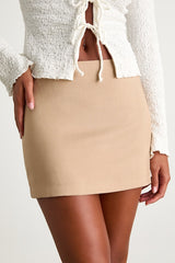Mienna Beige Low-Rise Mini Skirt