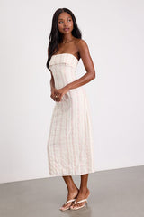 Cosetta Ivory Floral Strapless Midi Dress