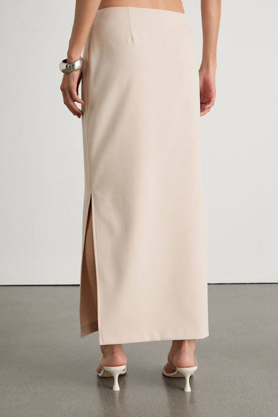 Virginia Beige Low-Rise Midi Skirt