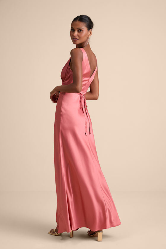Toulouse Rusty Rose Satin Lace Maxi Dress