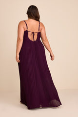 Delina Plum Plisse Chiffon Tie-Back Maxi Dress
