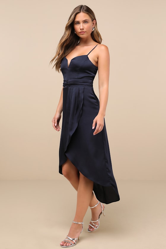 My Favorite Day Navy Tulip Skirt Midi Dress