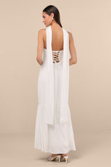 Captivating Spirit White Strapless Dress and Scarf Set
