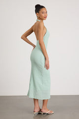 Jodelle Mint Green Textured Halter Midi Dress