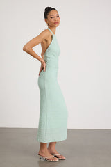 Jodelle Mint Green Textured Halter Midi Dress