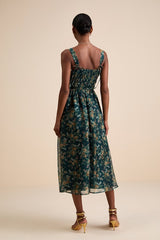 Francesca Dark Teal Floral Sleeveless Midi Dress