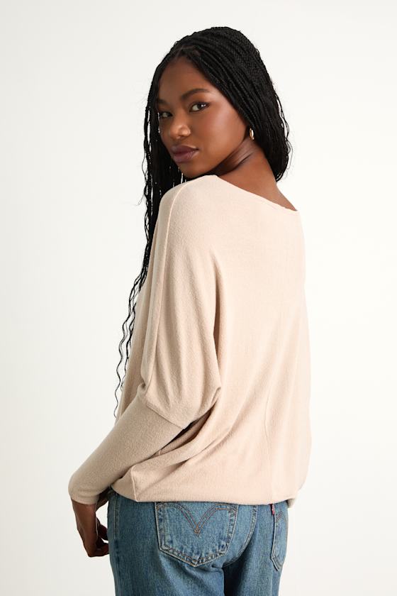 Verla Beige Dolman Sleeve Sweater Top