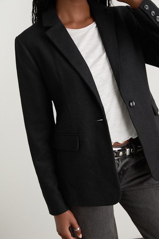 Sophisticated Chic Black Tweed Blazer