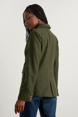Sophisticated Chic Olive Green Tweed Blazer