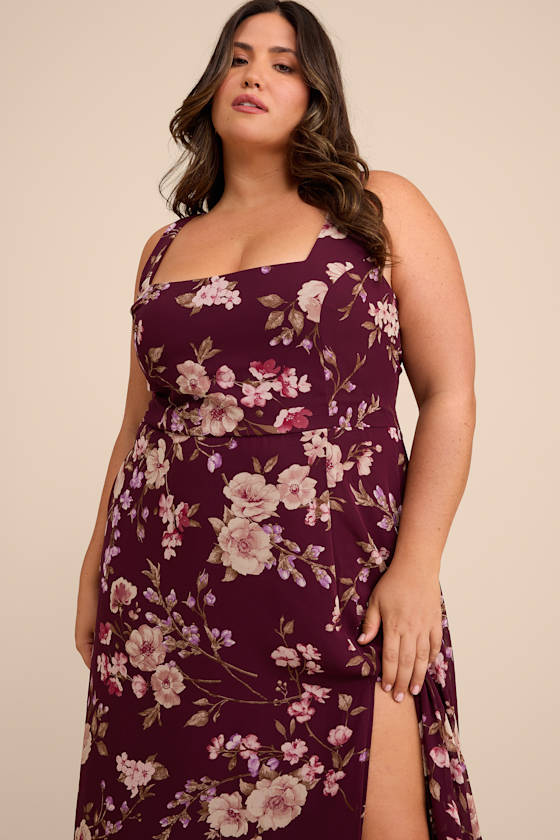 Remarkable Arrival Plum Purple Floral Sleeveless Maxi Dress