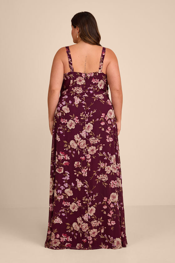 Remarkable Arrival Plum Purple Floral Sleeveless Maxi Dress