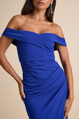 High-Class Presence Royal Blue Off-the-Shoulder Maxi Dress