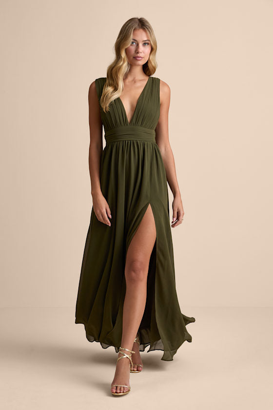 Heavenly Hues Olive Maxi Dress
