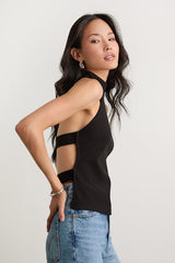 Ilenia Black Strappy Halter Top