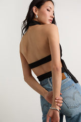 Ilenia Black Strappy Halter Top