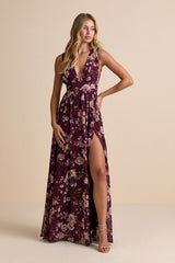 Heavenly Hues Plum Floral Maxi Dress