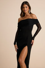 Rafaella Black Backless Off-the-Shoulder Maxi Dress