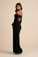 Rafaella Black Backless Off-the-Shoulder Maxi Dress