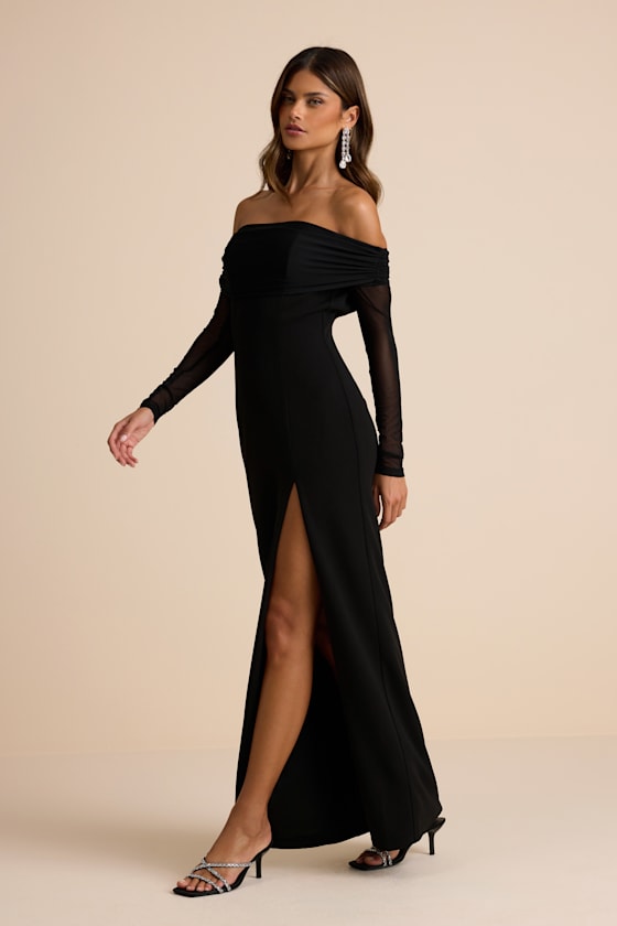 Rafaella Black Backless Off-the-Shoulder Maxi Dress
