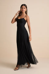 Atori Black Mesh Sleeveless Maxi Dress