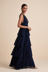Amazing Evening Navy Blue Tiered Maxi Dress
