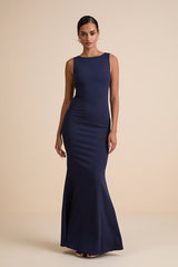 Love In Your Eyes Navy Knotted Mermaid Maxi Dress