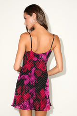 Elvira Black Multi Floral Sequin Cowl Neck Mini Dress
