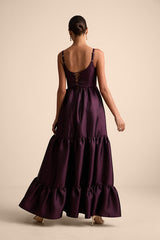 Avalie Plum Purple Tiered Bustier Maxi Dress