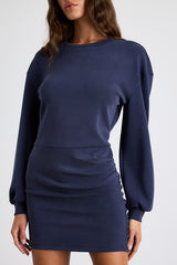 Bellamy Navy Jersey Knit Long Sleeve Mini Dress