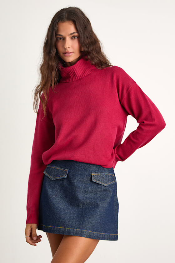 Amazing Memories Berry Red Turtleneck Sweater