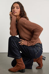 Campfire Cozy Light Brown Cropped Sweater