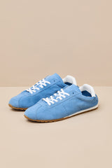 Serina Blue Suede Leather Lace-Up Sneakers