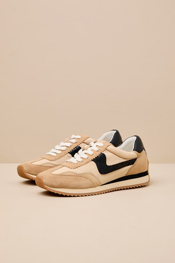 B.Ntcd Tan Multi Leather Nylon Sneakers