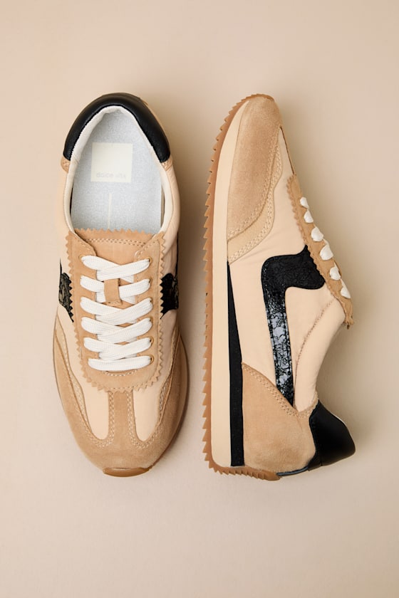B.Ntcd Tan Multi Leather Nylon Sneakers