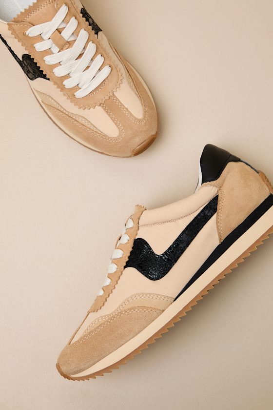 B.Ntcd Tan Multi Leather Nylon Sneakers