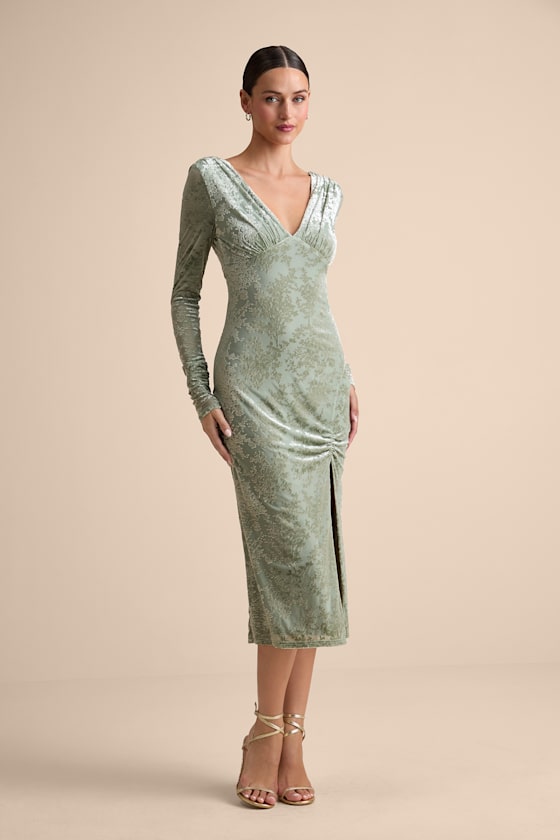 Valerie Sage Velvet Burnout Bodycon Midi Dress