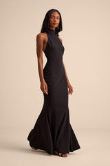 Sihana Black Halter Mermaid Maxi Dress