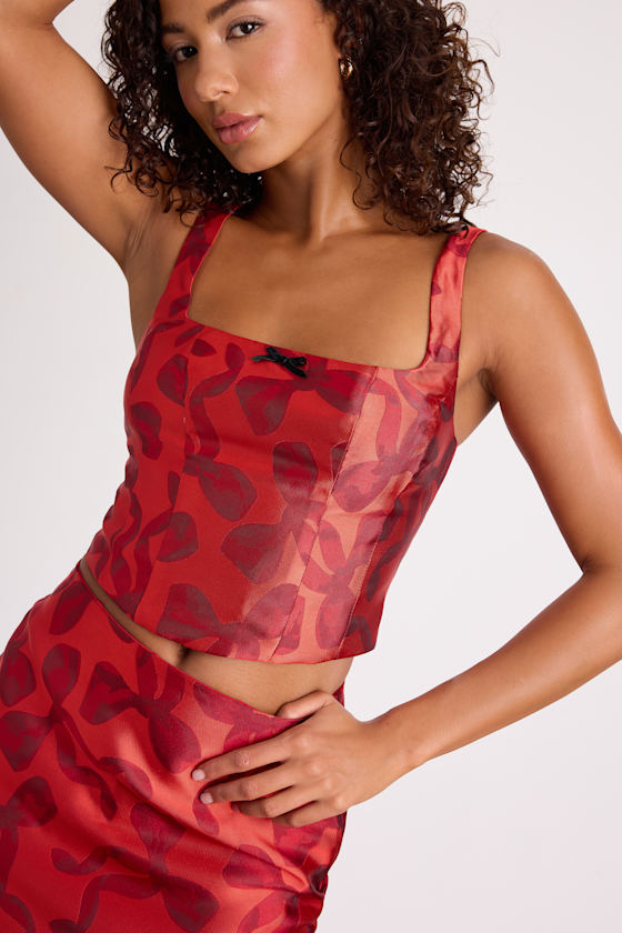 Kendra Red Bow Print Tank Top