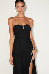 Chania Black Strapless Midi Dress