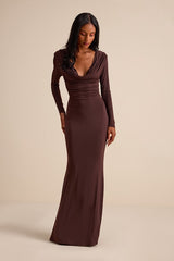 Jennifer Brown Jersey Knit Cowl Neck Maxi Dress