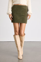Jones Olive Green Corduroy High-Rise Mini Skirt