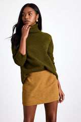 Rahlina Light Brown Suede Mid-Rise Mini Skirt