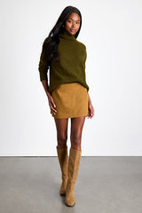 Rahlina Light Brown Suede Mid-Rise Mini Skirt