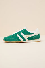 Sprinter Green and Off White Suede Lace-Up Sneakers