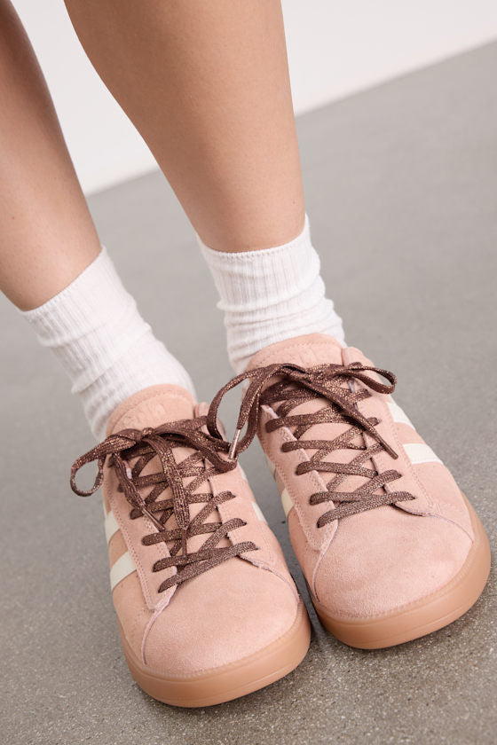 Aztec Cameo and Off White Suede Leather Lace-Up Sneakers