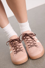 Aztec Cameo and Off White Suede Leather Lace-Up Sneakers