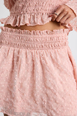 Katima Blush Pink Swiss Dot Smocked Mini Skirt