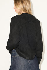 Almaya Black Knit Crop Top and Cardigan Sweater Set